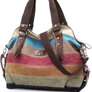 Women's Bag Purse Cotton Striped Boho Crossbody Multi Color Casual